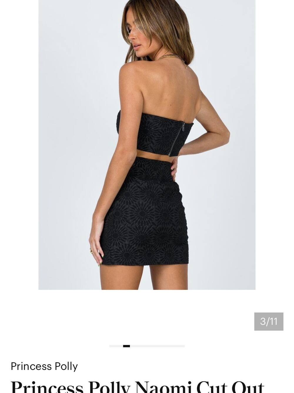 Wimsigoth Princess Polly Black Strapless Cutout Mini Dress - Picture 3 of 7